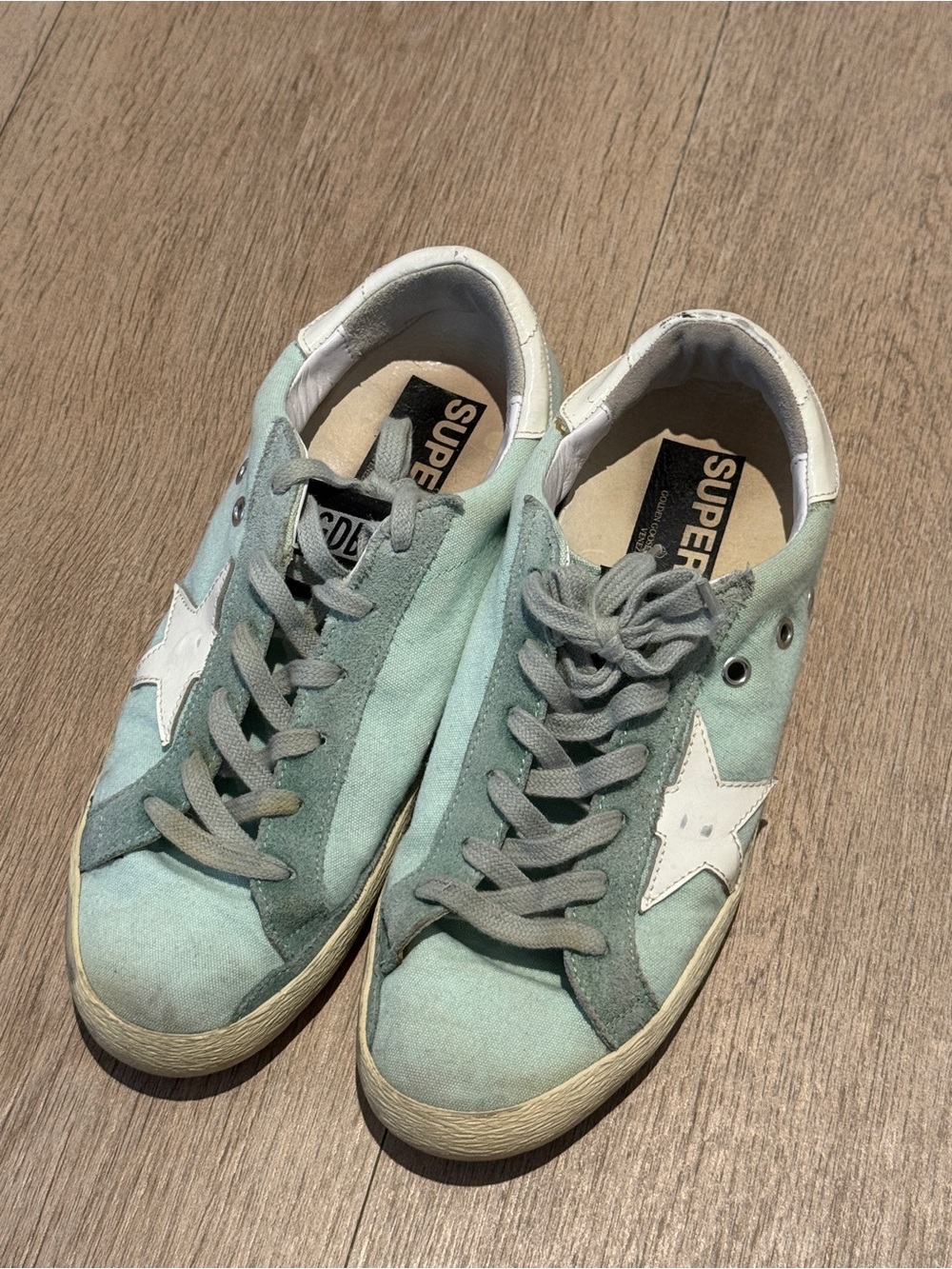Golden Goose Mint Green Suede Star Sneakers